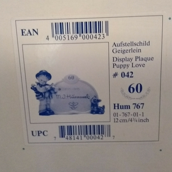 Puppy Love Goebel Hummel Display Plaque #767 TMK7 60 year anniversary w box - Picture 2 of 10